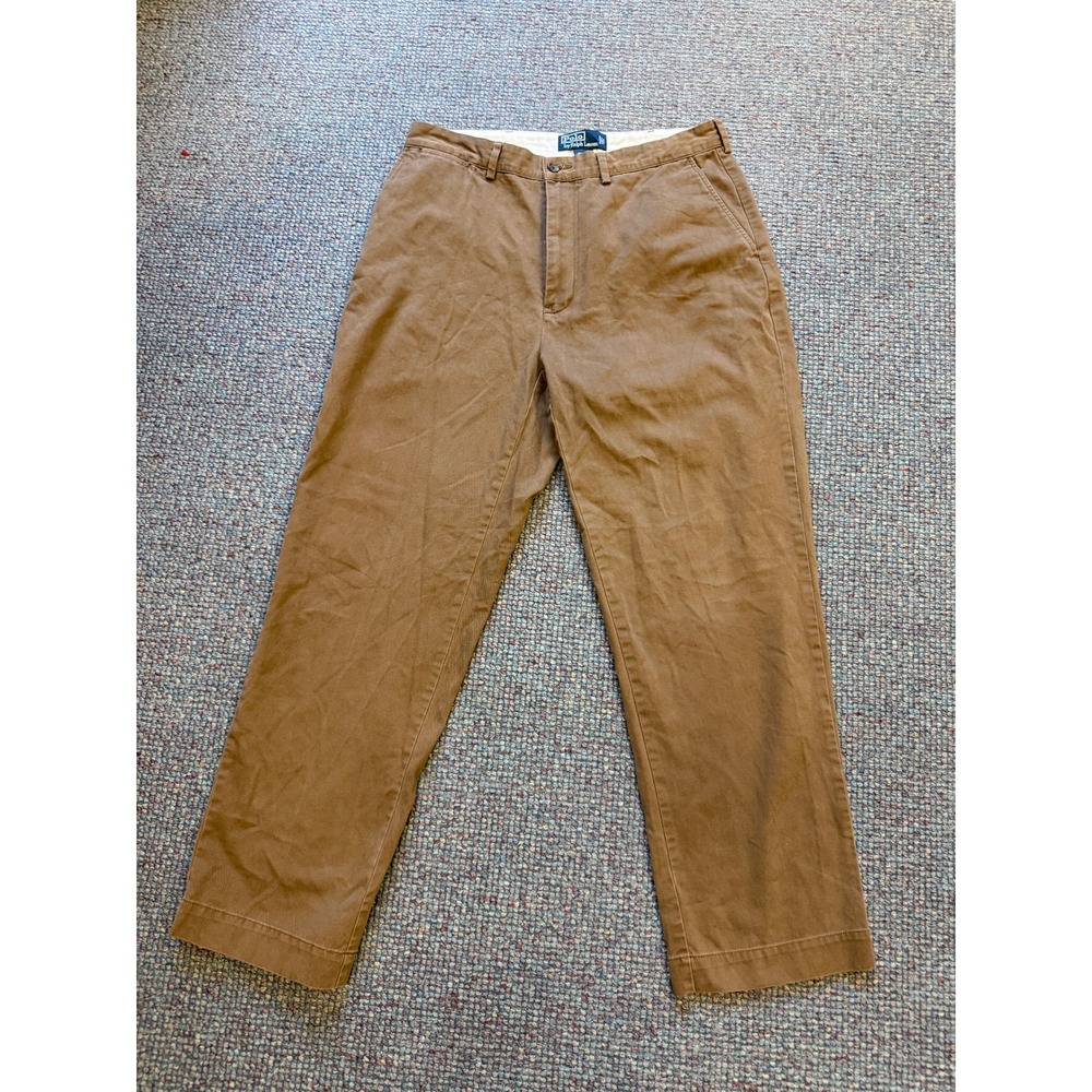 Polo Ralph Lauren Mens Classic Chino Brown Cotton Straight Leg Pants 34/30 *READ